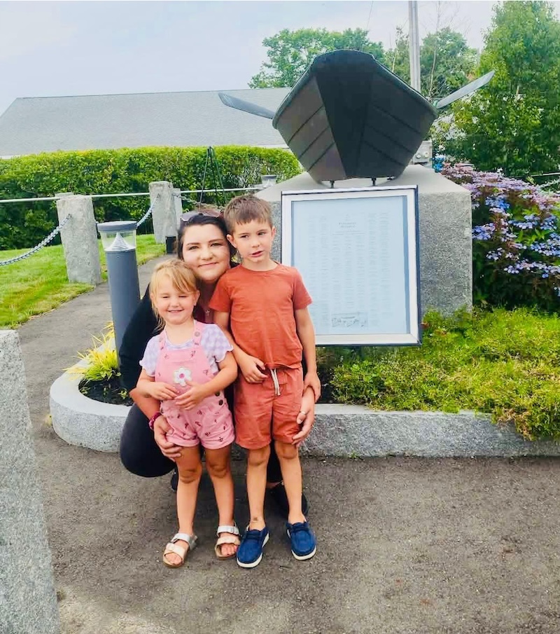 Brooke Hachey, SCEC Gear Coordinator with her two children